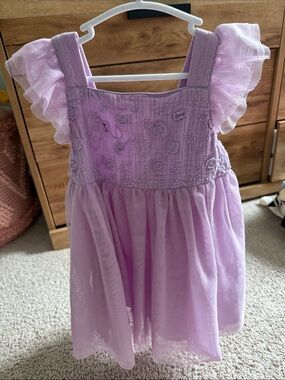 Cat & Jack Lavender Ruffle Sleeve Floral Sundress